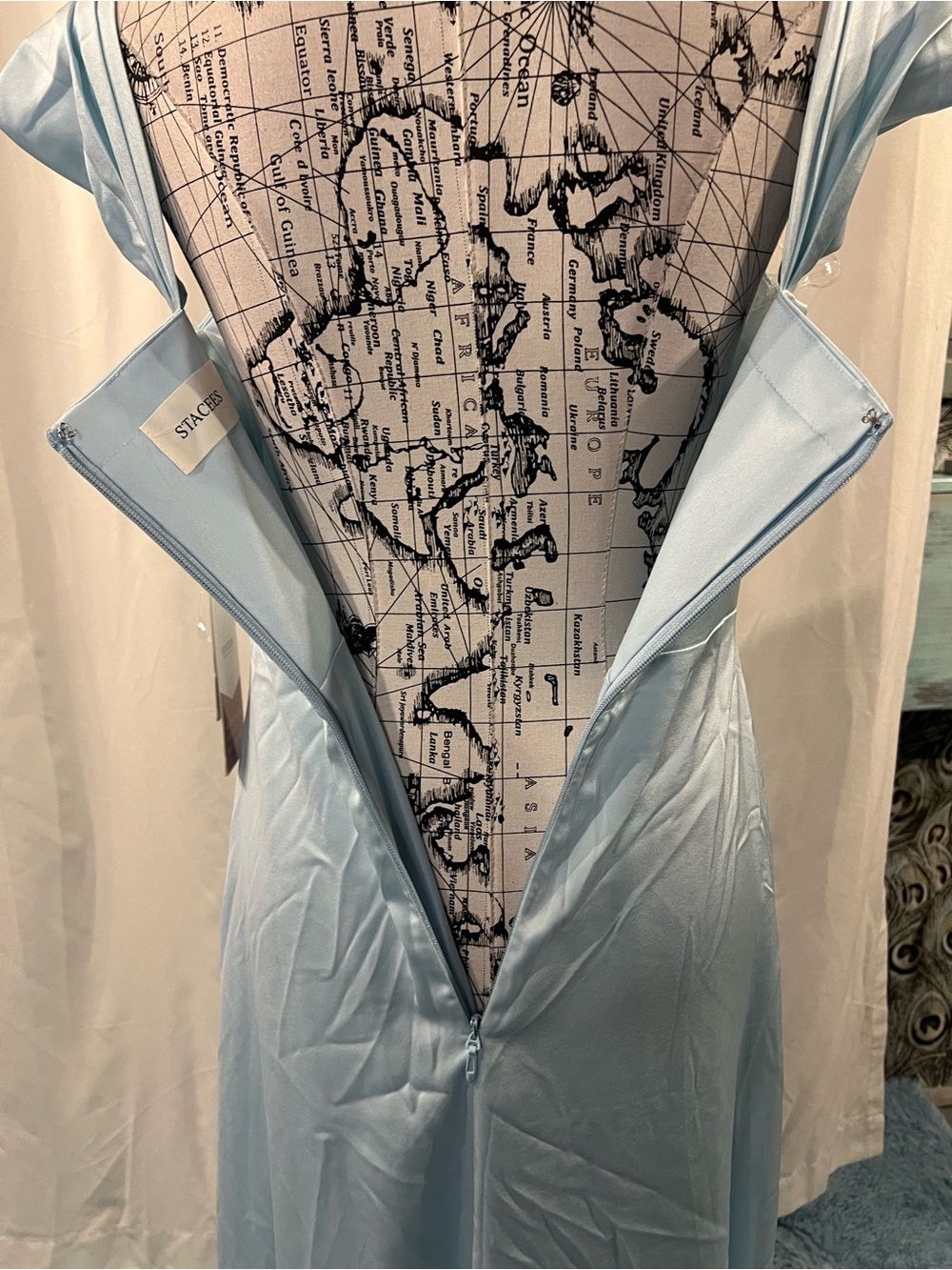 Stacees Off-Shoulder Light Blue Bridesmaid Formal Gown - Picture 10 of 12